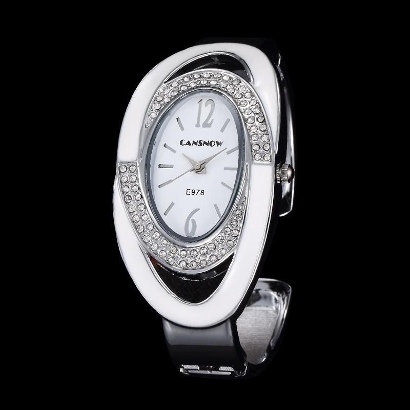 CANSNOW oil drop encrusted with diamond oval bracelet watch cross-border e-commerce hot women's quartz decoration women's hand