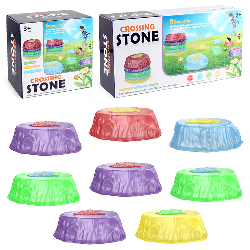 Children's sensory system training Anti-skid sensory system training Rainbow Crossing the river stone Balance stepping over the bridge stone Sports toys Cross the border