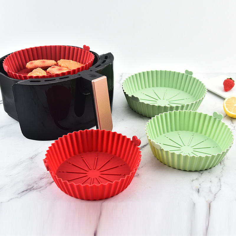 Air Fryer Silicone Pan Household Bakeware Round High Temperature Resistant Pot Mat Baking Paper Mat Non-Stick Pot Silicone Pan