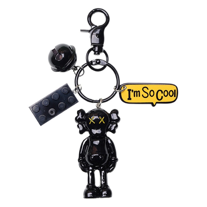 Creative key chain three-dimensional cartoon transparent black fashion cross-border couple key ring chain men's clothing accessories gifts
