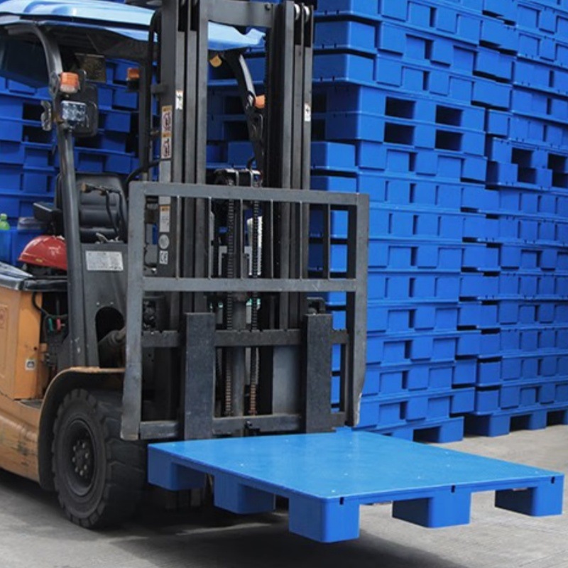 Nine-Legged Plastic Pallet Industrial Warehouse Cargo Pad Forklift Flat Pallet Material Moisture-Proof Plastic Floor Board