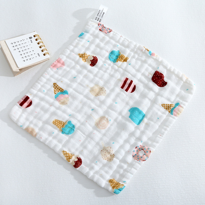 Picture of Cotton small square six-layer high density gauze towel newborn baby saliva towel baby wash face towel wholesale