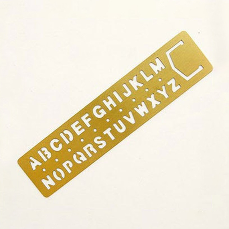 Picture of Metal Bookmark Measuring Drawing Ruler Primary School Students Hollow Bookmark Multifunctional Alphanumeric Template Ruler