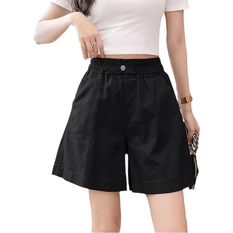 Korean Style Simple Pure Cotton Washed Shorts Women's Summer Casual Fashionable All-match High Waist Wide Leg Loose Slimming Pants