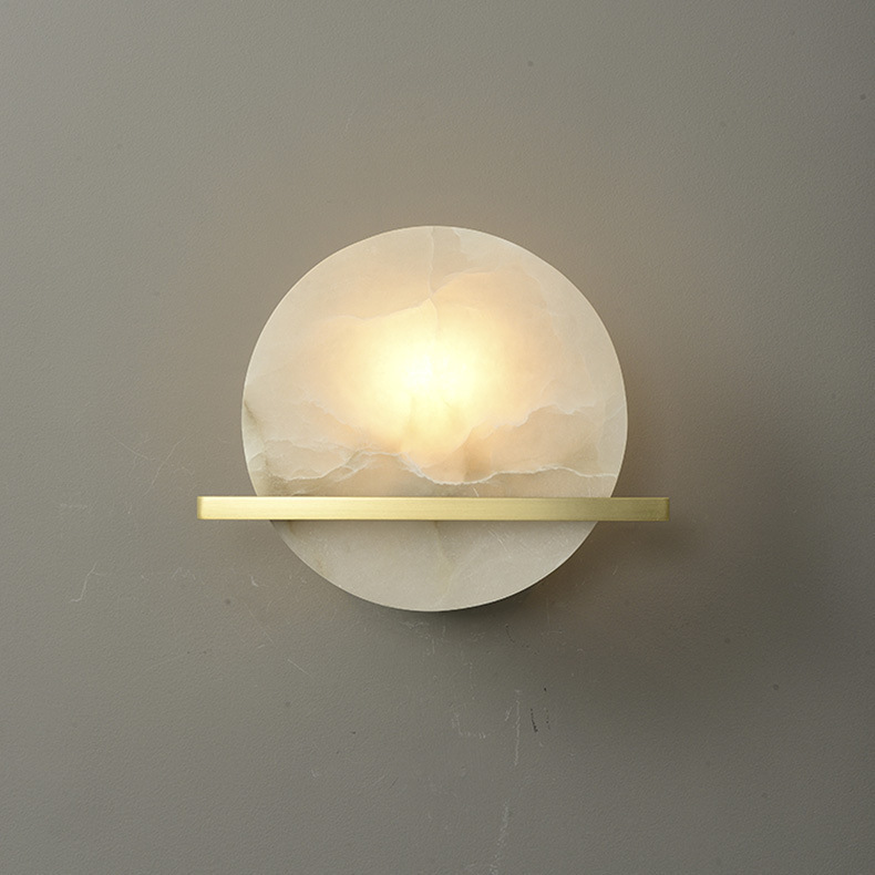 Picture of Cross-border Nordic simple round marble living room wall lamp high-level feeling model room hotel atmosphere bedroom bedside lamp