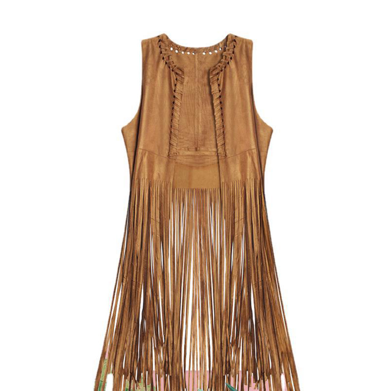 2025 New European and American Spring and Summer Fashion Thin Tassel Vest Women's European Station Suede Customizable Short Style