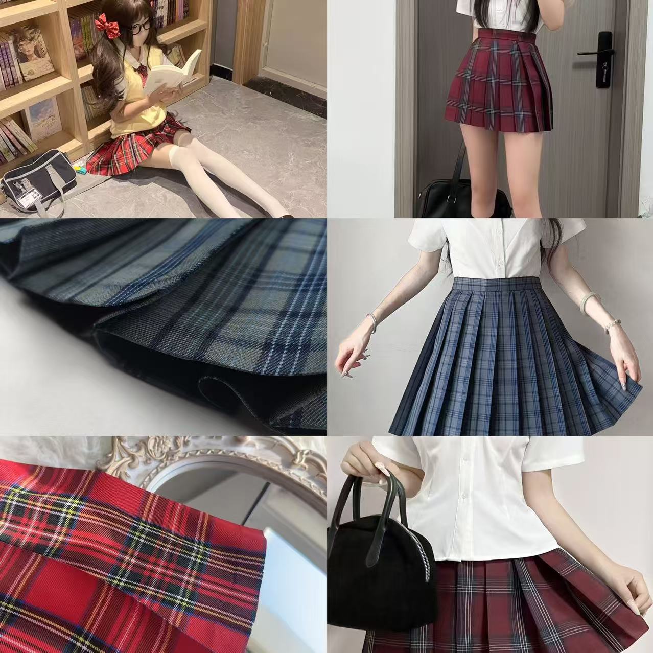 Picture of New JK Uniform suit Wholesale Pepper Plaid Skirt Campus College Plaid Pleated Skirt Sweet Half Skirt