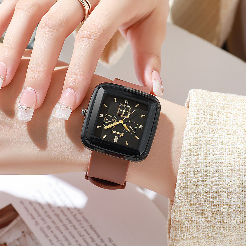 Picture of Square Fashion Autumn and Winter Niche Student Watch Simple Silicone Strap Ins Korean Style Women's Watch Quartz Watch Women
