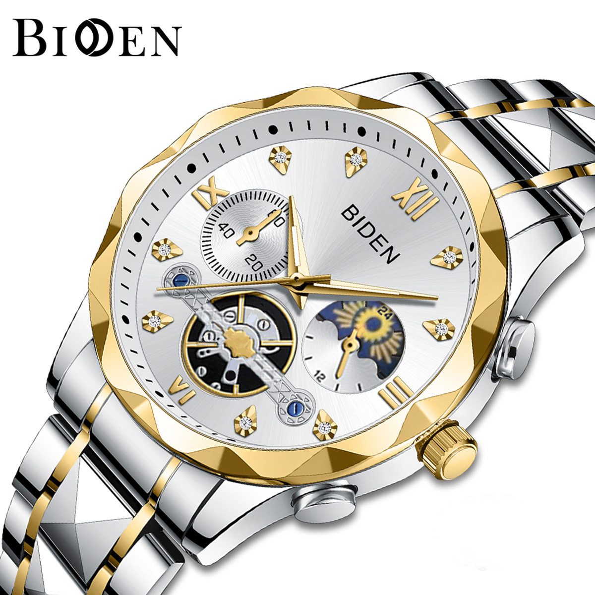 Men's Watch Wholesale BIDEN Business Fashion Quartz Watch Stainless Steel Three-pin Watch customization