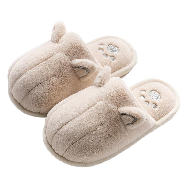Stuffed Cotton Slippers Cute Women's Winter Cartoon Cat Claw Couple Home Non-Slip Warm Home Confinement Indoor Men's Cotton Shoes