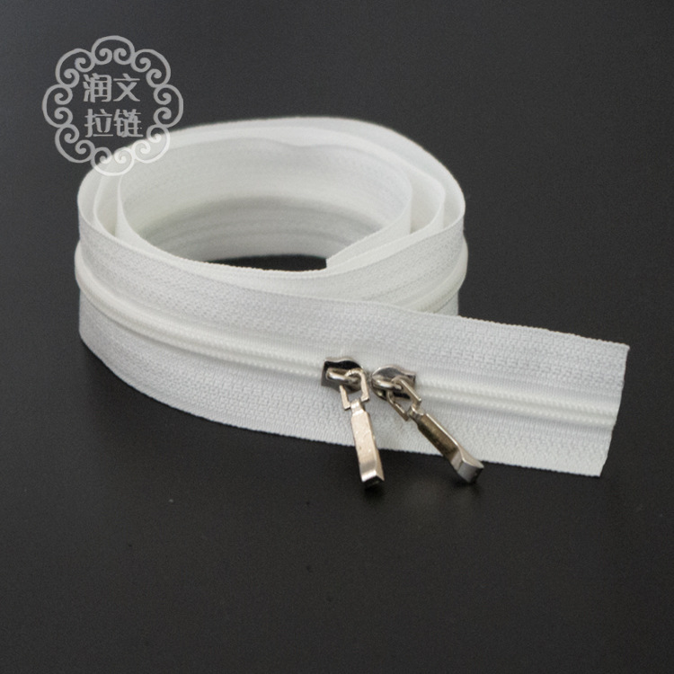 Picture of In stock bleached No. 3 quilt cover zipper double-headed home textile quilt cover pillow zipper factory wholesale white zipper finished product