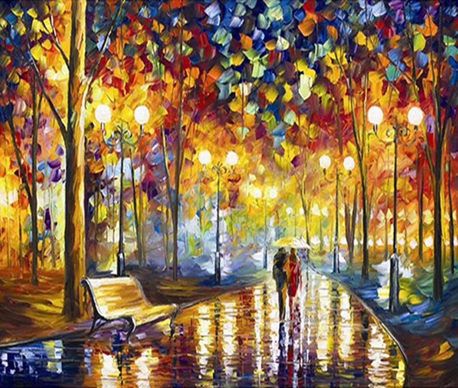Genuine goods diy Diamond painting decoration forest cabin scenery Eiffel Tower couple romantic road with you