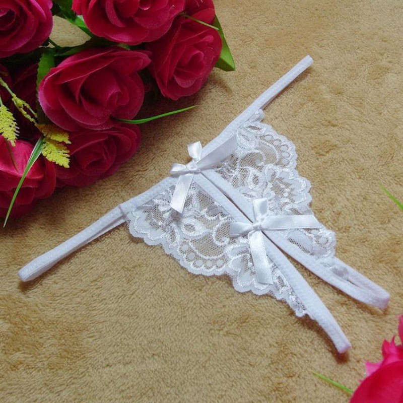 Picture of A large number of wholesale crotch-free single bow fun lace underwear women's sexy passion thong large size T pants