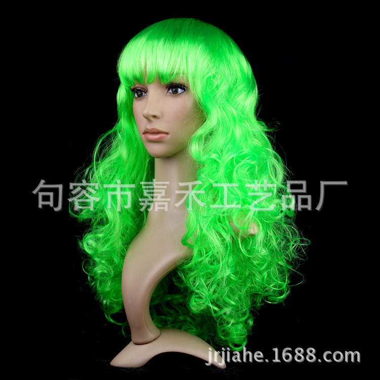 Picture of Cross-Border E-Commerce Halloween Christmas Masquerade Costume Catwalk Colorful Big Wave Wig Set Cosplay