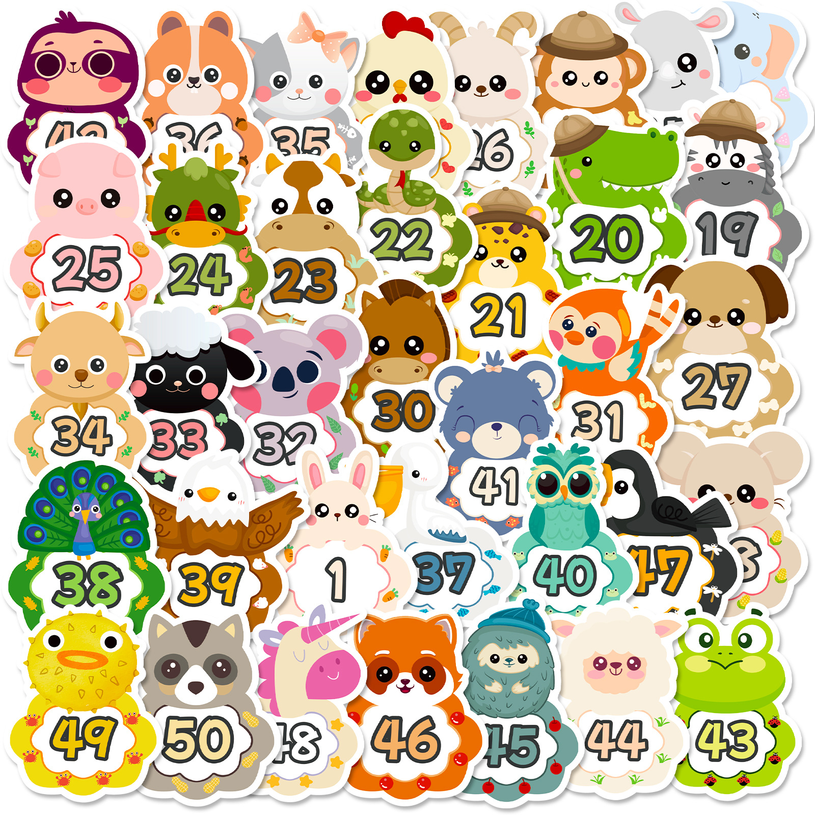 50 early education digital enlightenment stickers for young children literacy enlightenment learning number table learning teaching aids digital stickers wholesale