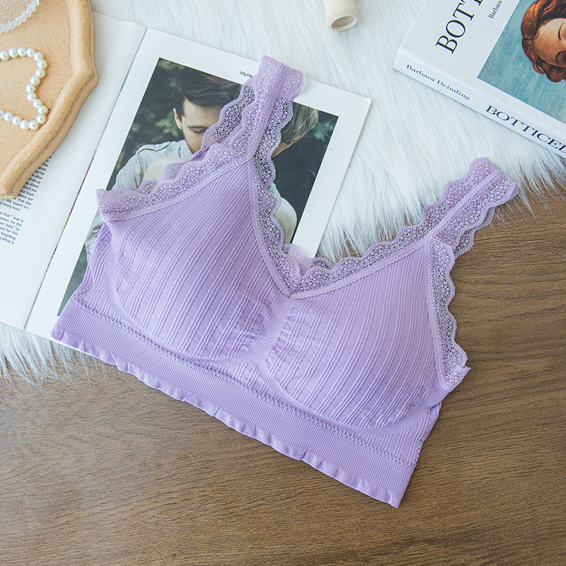 Picture of 2025 New Seamless Beautiful Back Wrap Bra Strapless Sexy Lace Underwear Anti-Exposure Sports Vest