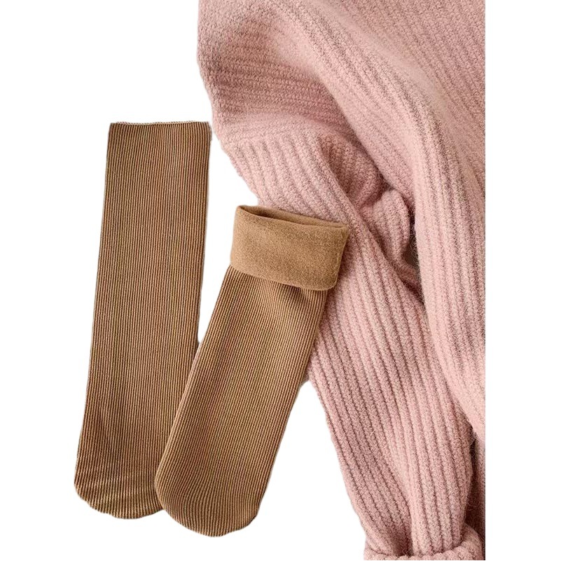 Winter socks women's hot fleece-lined Earth snow socks warm thickened mid-calf socks Japanese simple women's socks wholesale