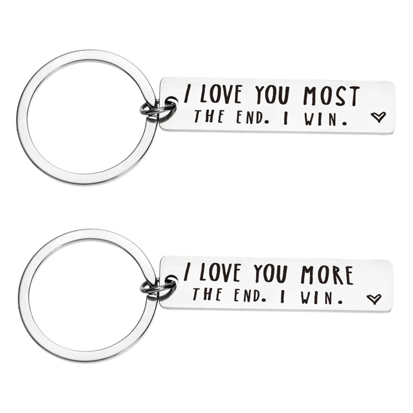 Amazon hot stainless steel keychain I LOVE YOU MORE THE END factory wholesale
