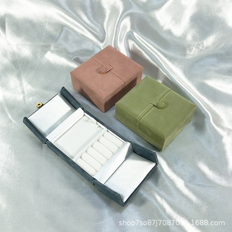 Jewelry Storage Box Snap Double Open Light Luxury Fashion Ring Necklace Earrings Jewelry Box Printed Gift Box Wholesale