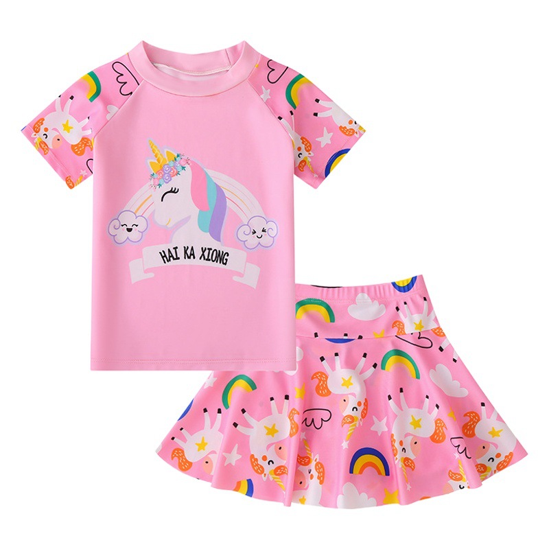 Children's Swimsuit Girls 2025 New Summer Swimsuit Small and Medium-Sized Kidsren Split Unicorn Princess Hot Spring Swimsuit
