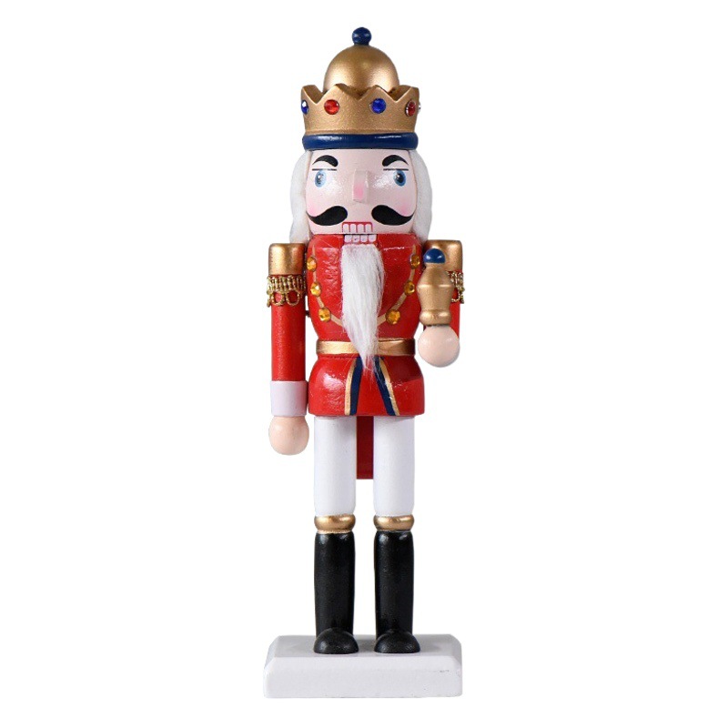 2022 New 25cm Red Body White Feet King Nutcracker Christmas Decoration European Style Home Furnishing Creative Small Ornaments