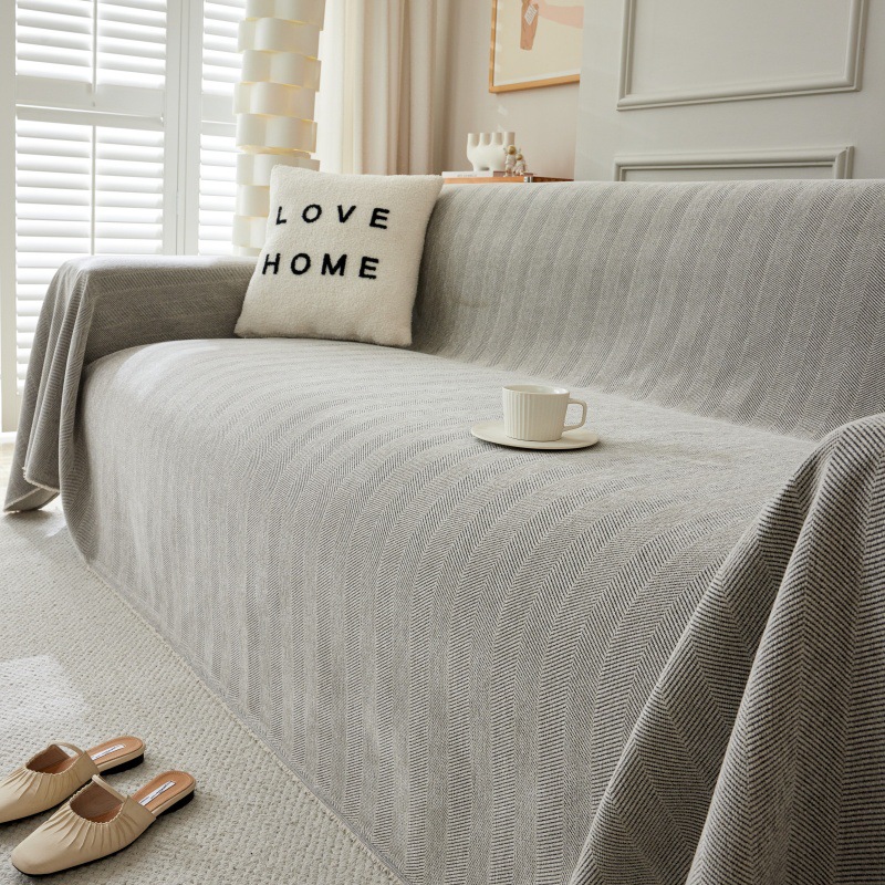 Simple Solid Color Herringbone Widened 230 Sofa Towel Cover Cloth Sofa Cushion Four Seasons Universal Full Cover Bed End Sofa Blanket
