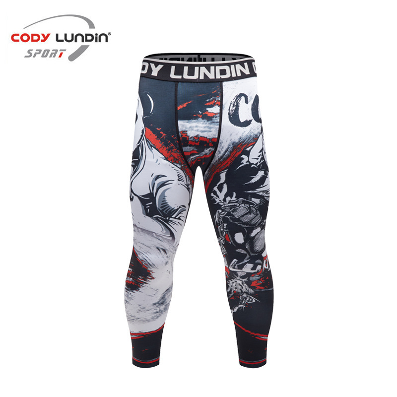 Picture of 2019 Winter new fitness trousers men running yoga 3D printing compression tights wholesale