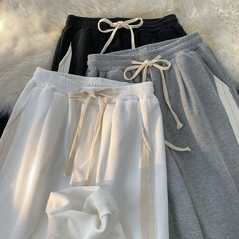 Solid Color Leg Casual Pants Women's Ins Tether Cropped Sweatpants Autumn Hip-hop All-match Loose Fashionable Sweatpants