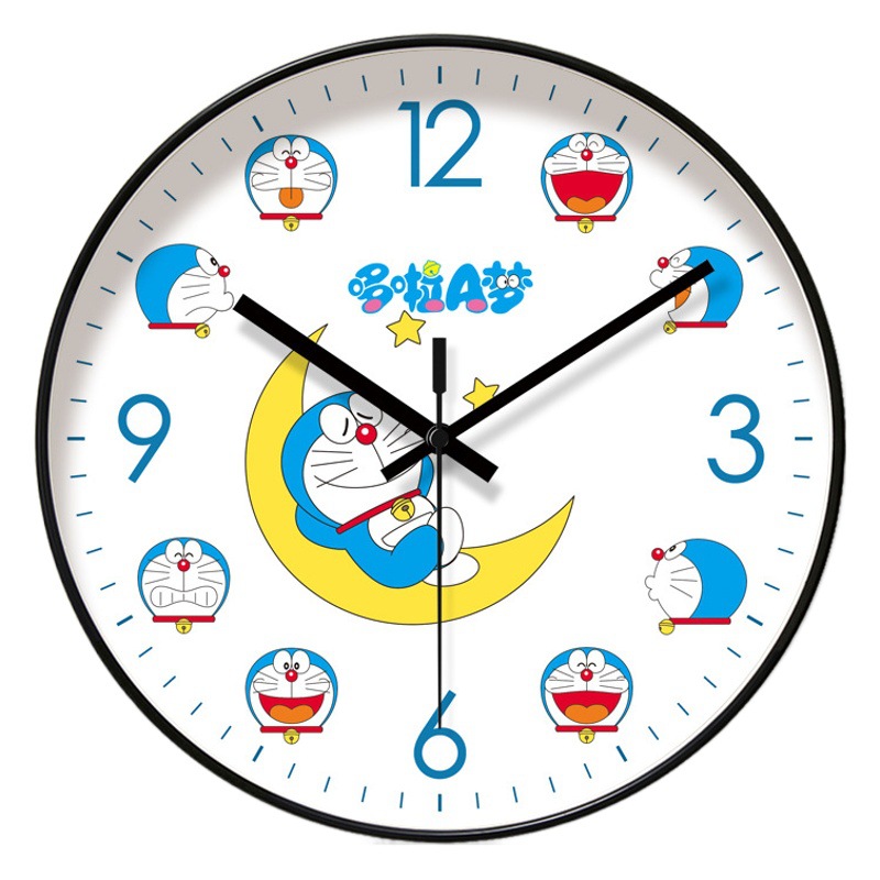 Picture of Ipura 6821 Children's Cute Fresh Wall Clock Living Room Clock Doraemon Early Education Clock Mute Seconds Sweeping Quartz Clock