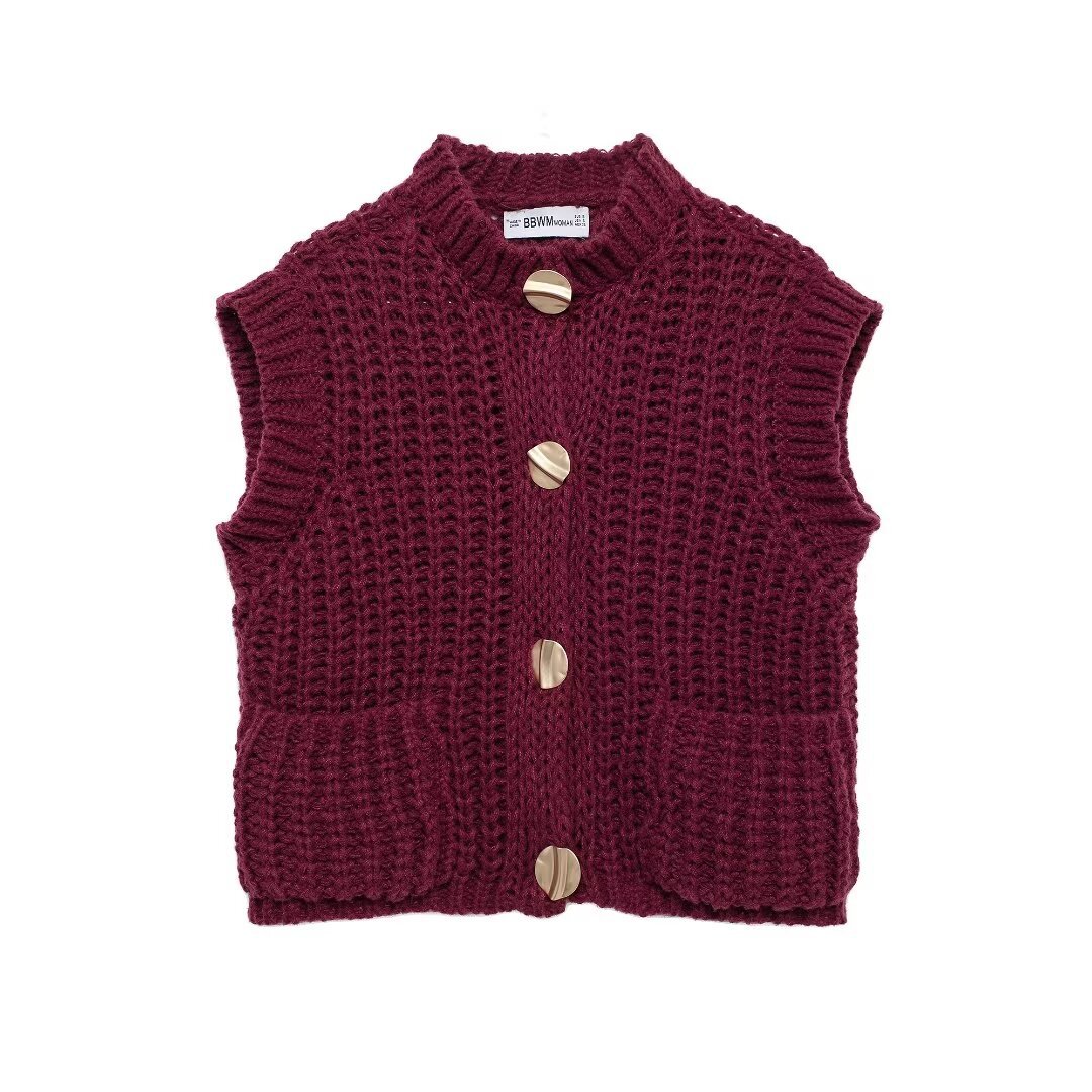 Picture of ZA cross-border women's clothing wholesale European and American style fashion trend single-breasted sleeveless thick needle knitted vest 5802114