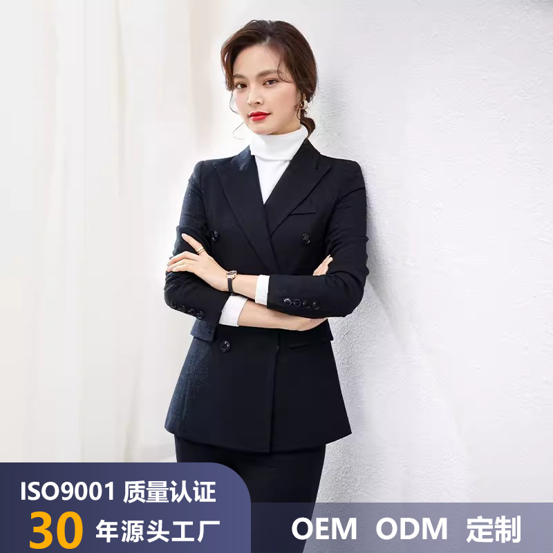 White collar elegant goddess style clothes workplace ol commuter women's clothing light mature suit winter double breasted long sleeve suit jacket