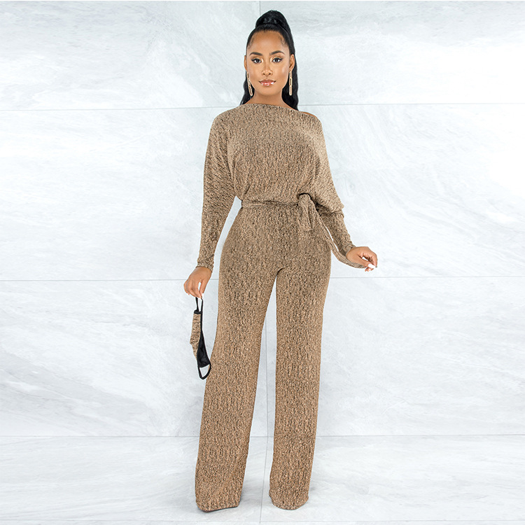 Picture of 2022 cross-border women's clothing spring European and American explosions high elastic loose jumpsuit belt without mask super factory