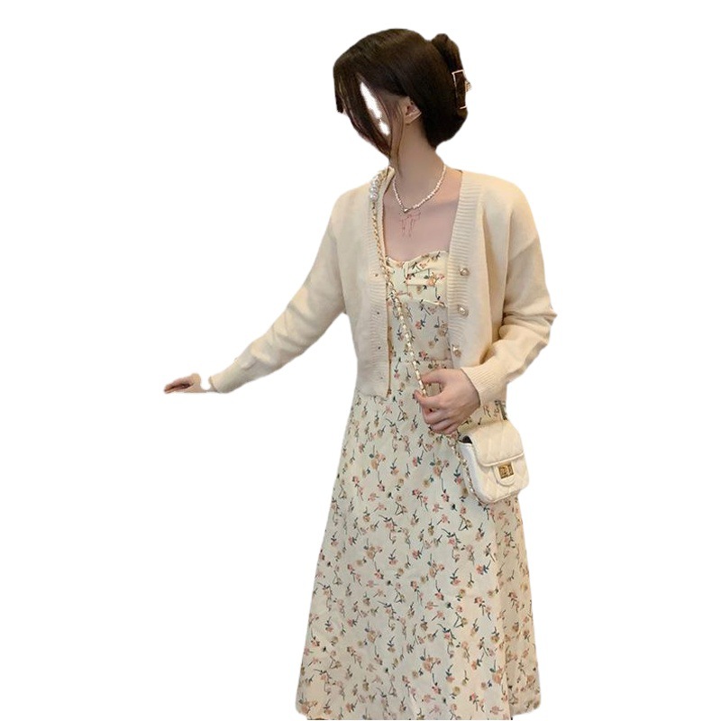 Gentle floral floral suspender dress for women Summer 2024 new small fairy printed sleeveless dress mid-length