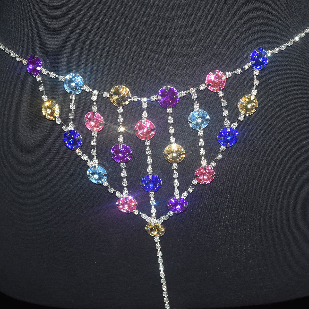 Picture of European and American body chain jewelry sexy personality color large accessories rhinestone beach bra underwear show body chain
