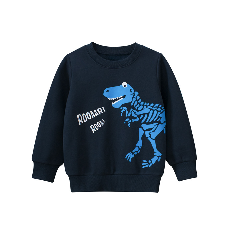 Picture of 27kids Korean style children's clothing autumn and winter New 2024 dinosaur cartoon children's sweater fleece-lined baby clothes wholesale