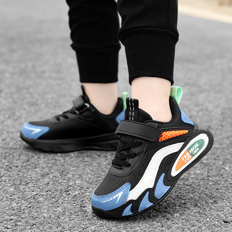 Shoes for Kidsren 7-12 Running Cross-Border Sports Leather Wear-Resistant Boys' Shoes Fashionable and Versatile Spring and Autum Running Shoes