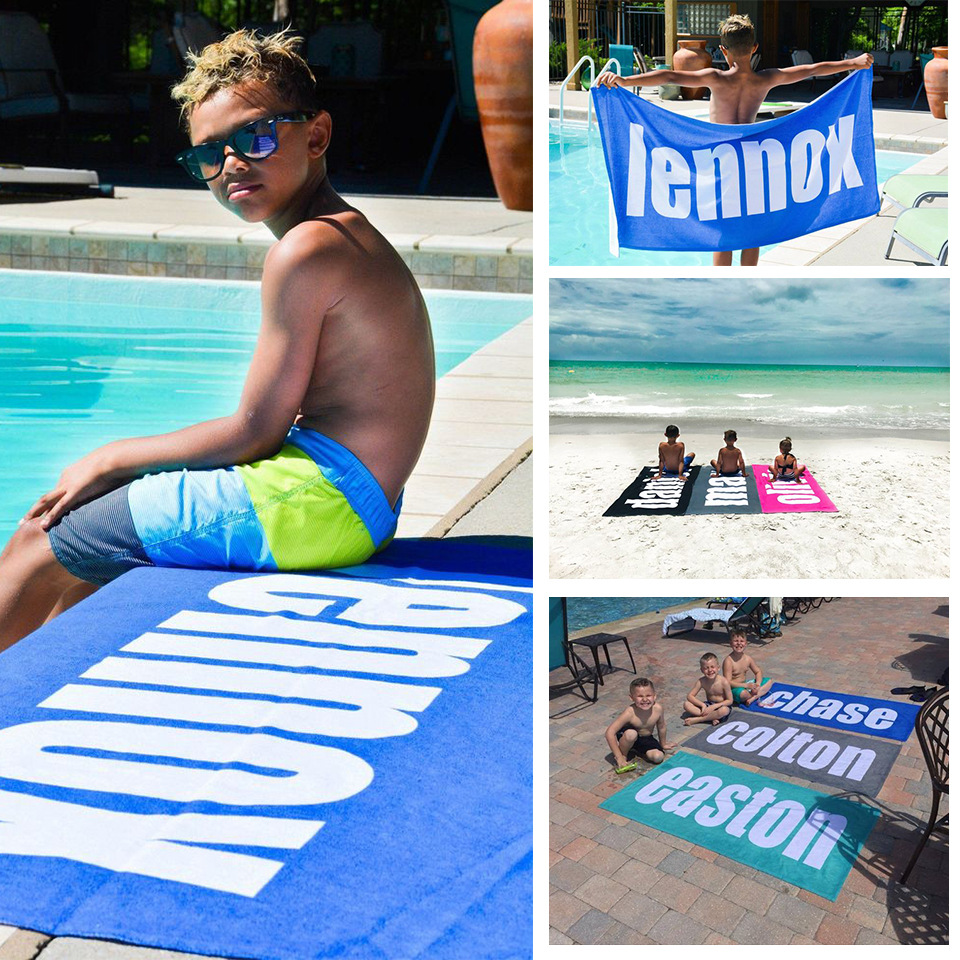 Cross-Border Personalized Custom Name Letter Background Color Microfiber Absorbent Beach Towel Bath Towel Plan 1