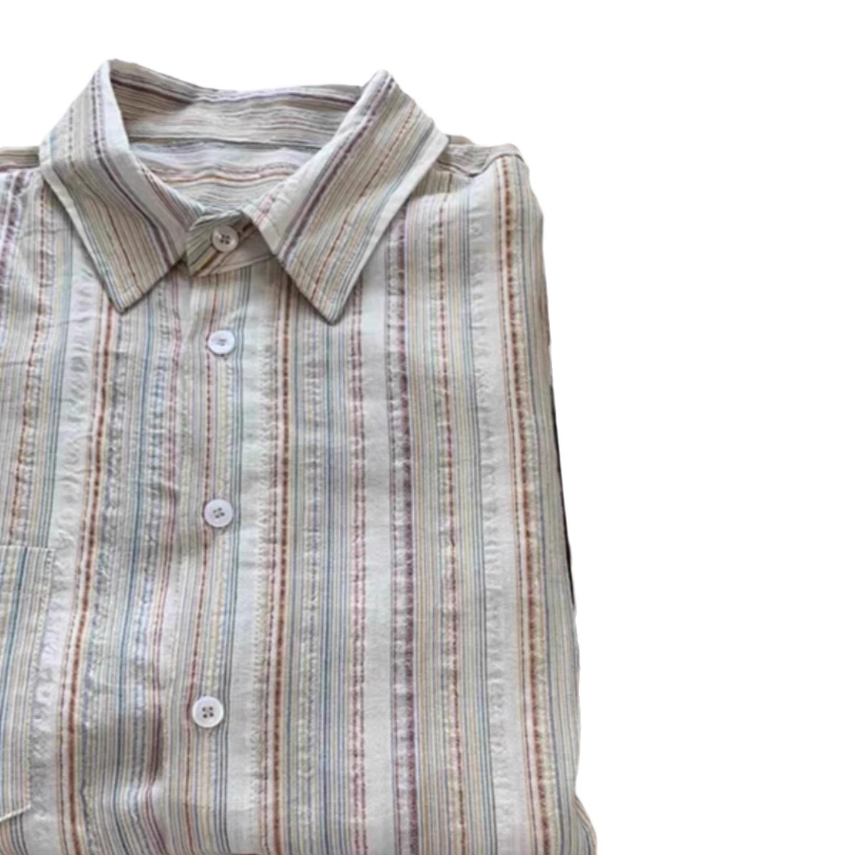 Picture of Striped Long-sleeved Sunscreen Cotton and Linen Shirt Jacket 2024 Summer New Style Thin Lazy Style Shirt Women's Top