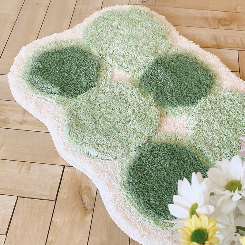 Fresh Green Tufted Flocking Foot Mat Absorbent Bathroom Carpet Home Toilet Door Non-Slip Good Floor Mat