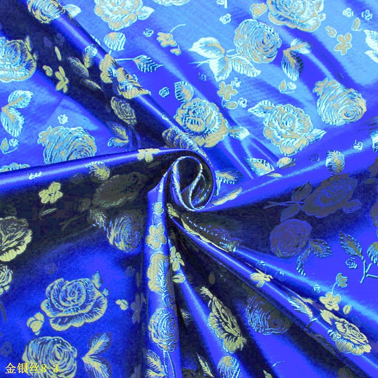 Brocade fabric cosplay costume ancient costume Hanfu gold leather fabric sapphire gold silver silk jacquard fabric