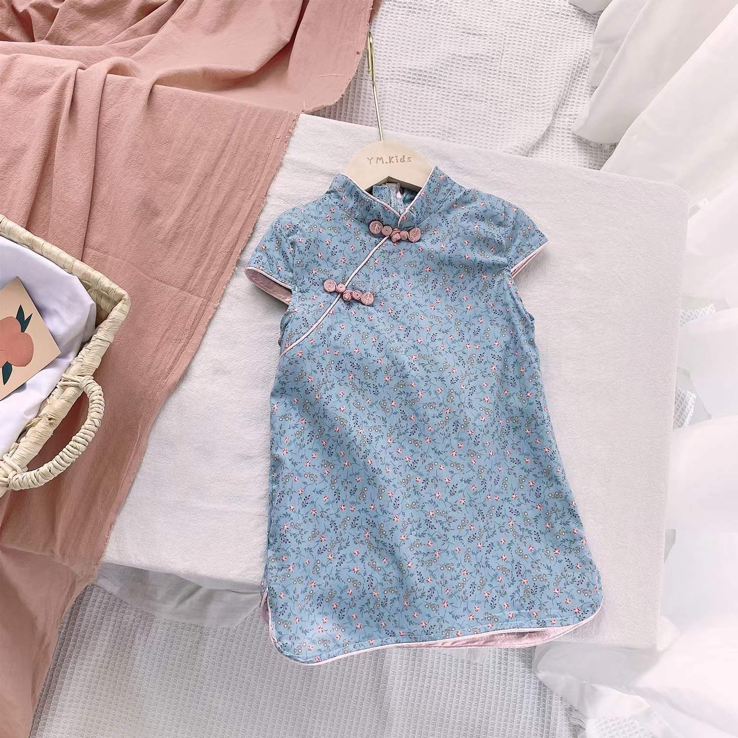 Picture of Summer New Style Girls 2025 New Style Girls Pure Cotton Chinese Style Ethnic Cheongsam Princess Skirt Baby Skirt