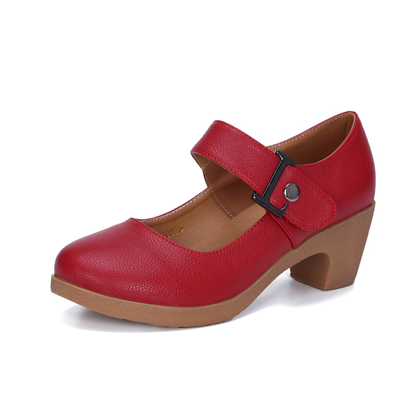 Picture of Square Dance Shoes Middle Heel Dance Shoes Women's Adult Soft Leather Soft Bottom Dance Shoes Square Dance Women's Shoes silver Shoes Four Seasons