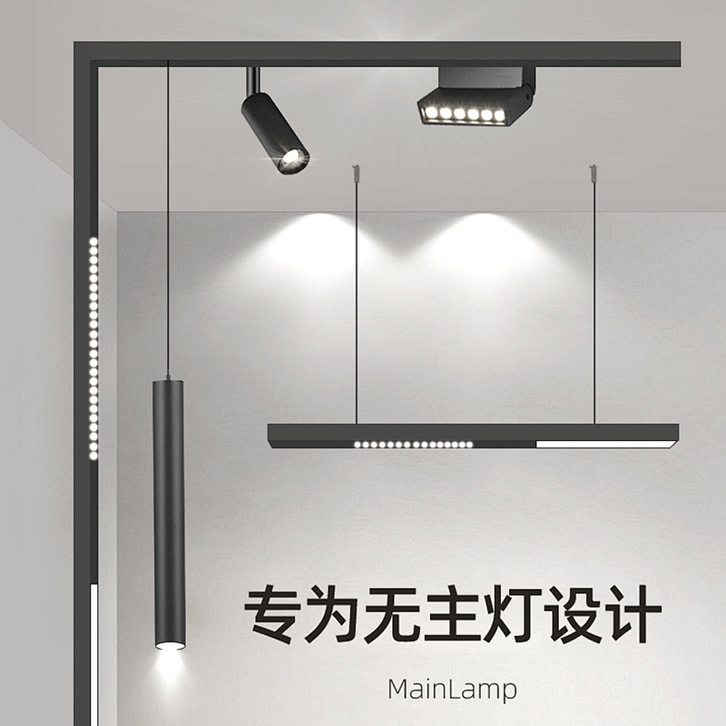Picture of LED Main Lamp Intelligent Home Embedded Dark-mounted Light-mounted Living Room Lighting Embedded Black 48V Magnetic Track Lamp