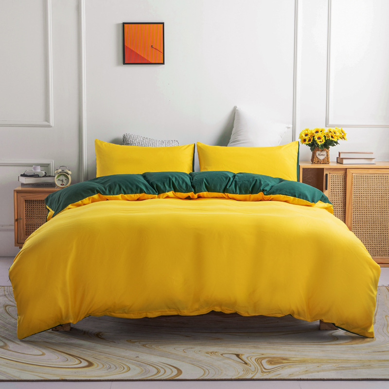 Picture of Amazon plain quilt cover pillowcase three-piece set manufacturers foreign trade in stock cross-border bedding a generation of hair