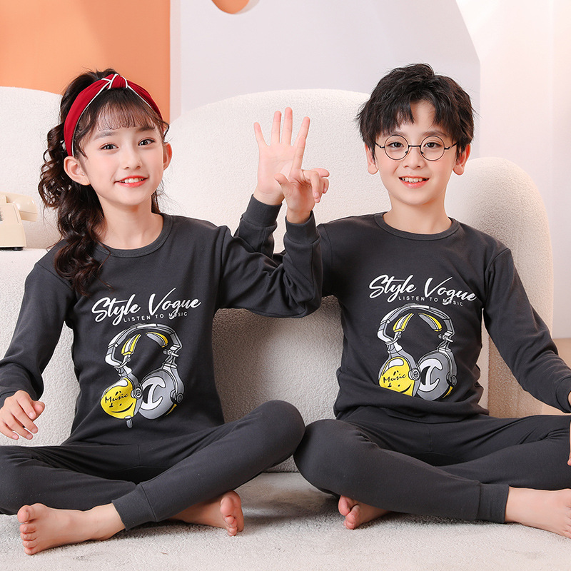 Picture of 2024 Autumn and Winter Children's Round Neck Pure Cotton Home Clothes Pajamas for Boys and Girls Cartoon Autumn Clothes and Autumn Pants Bottoming Underwear Set