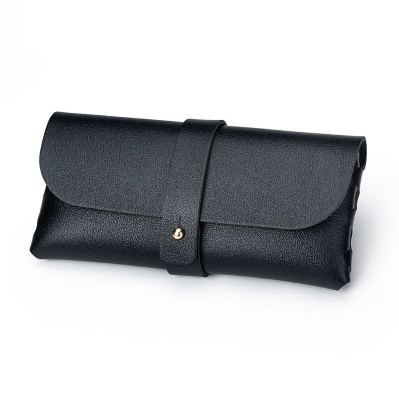 Picture of Glasses case black leather glasses case PVC nail buckle soft bag sunglasses case sunglasses case printable LOGO batch