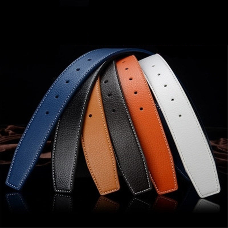 Men's Genuine Leather H-Buckle Belt I-shaped Smooth Buckle Belt Body Buckle Belt Inch Five-plate Buckle Belt Factory Outlet