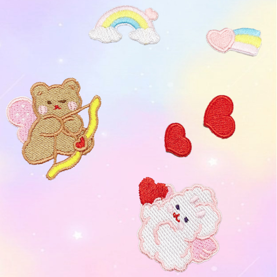 Na-style New Cute Bear Cupid Cloth Sticker Embroidered Ins Style Hand Account Book Rabbit Applique Bag Decoration