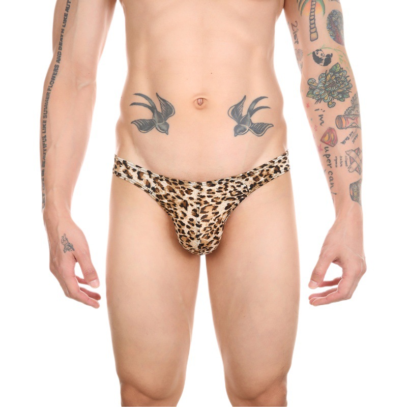 CLEVER-MENMODE men's sexy thong snakeskin pattern European and American wild leopard print underwear spot wholesale