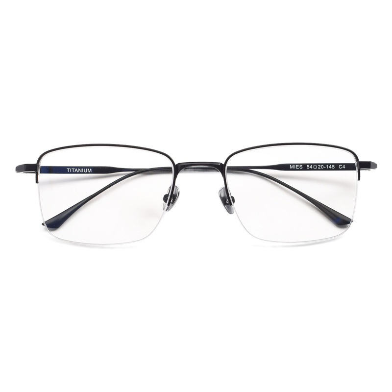 Picture of Gao Qilan same style MIES pure titanium square frame gold silk glasses frame Shenzhen wholesale business casual half frame glasses frame